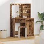 vidaXL Make-up tafel set met LED met lade 2 pcs Oudhout, Verzenden, Nieuw