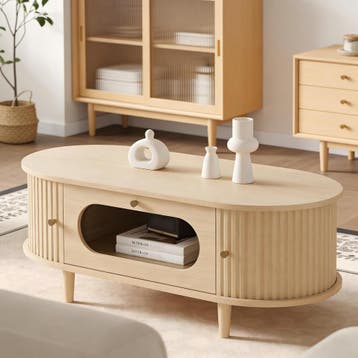 DACHETOU Salontafel 50x100cm, houtkleur, salontafel met één, Verzenden, Zo goed als nieuw