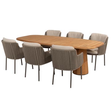 Capri Bernini dining tuinset 240x110xH75 cm 7 delig teak, Ophalen of Verzenden, Nieuw