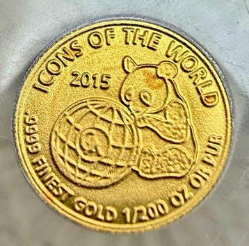 Rwanda. 10 Amafranga Panda 2015, 1/200 Oz oro (.999) (Zonder