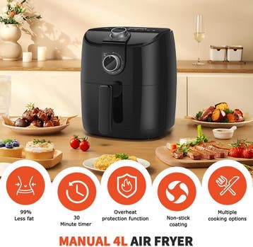 Airfryer - heteluchtfriteuse - 4L - 1500W - Zwart •, Verzenden, Zo goed als nieuw