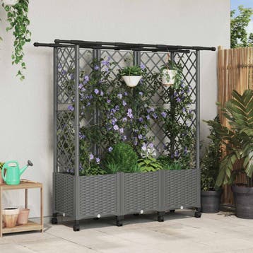 vidaXL Verhoogd Bed met Trellis en Dak Lichtgrijs 163,5 x 40, Verzenden, Nieuw, Minder dan 60 cm, 60 cm of meer