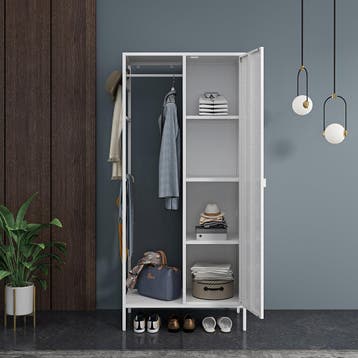 Kledingkast Puumala metaal 180x80x45 cm wit [en.casa], Verzenden, Nieuw