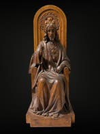 sculptuur, Heilighart Jezus 19e eeuw - 49 cm - Hout, Glas -, Antiek en Kunst