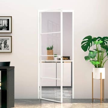 vidaXL Binnendeur 76x201,5 cm gehard glas en aluminium smal, Verzenden, Nieuw