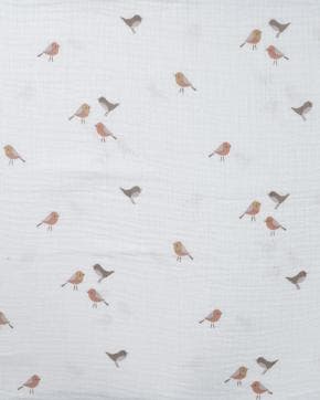 Mousseline Vogeltjes Gebroken Wit, Nieuw, Wit