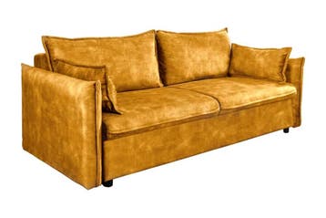Design slaapbank APARTMENT 215cm mosterdgeel fluweel, Ophalen of Verzenden, Nieuw
