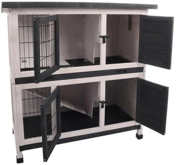 Konijnenhok Flamingo Combi 1 Rustic Grijs – Dubbel Houten., Verzenden, Nieuw, Overige typen