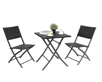 Opvouwbare Rotan Balkonset: Tafel en 2 Stoelen - Camping, Verzenden, Nieuw