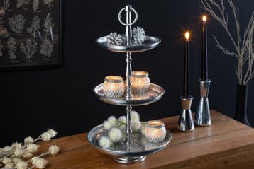 Design taartplateau ORIENT 47cm zilver in, Ophalen of Verzenden, Nieuw