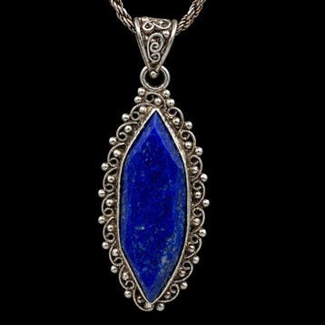 Lapis lazuli - Zilver - Ketting met hanger