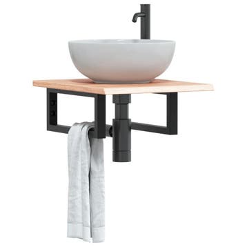 vidaXL Badkamer wandschap staal en massief eikenhout, Verzenden, Nieuw
