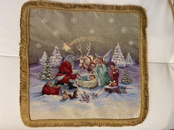 San Leucio zeldzaam wandtapijt met de Kerstman en het kindje