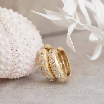 Gouden klapreolen met diamant 14 karaat, Sieraden, Tassen en Uiterlijk, Oorbellen, Verzenden, Zo goed als nieuw, Goud