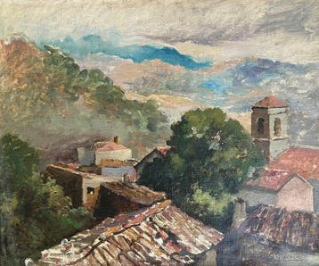 Scuola napoletana (XX), Firmato S. Giordano - Paesaggio