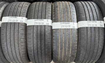 4x 215-55-17 Continental Zomer 4x 5mm €55 Per Band 215 55 17, Ophalen, 17 inch, Band(en), Personenwagen