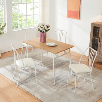 Eetkamerset Omso 5-delig eikenkleurig en wit [en.casa], Verzenden, Nieuw