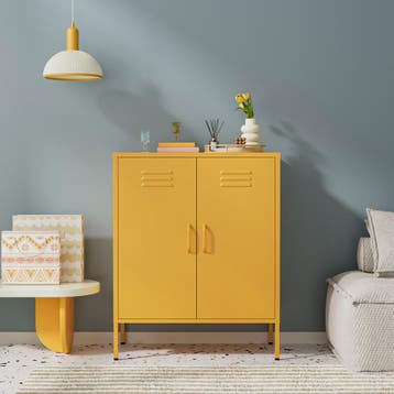 Dressoir | Lockerkast | Opbergkast | 80x40x100cm | Geel, Verzenden, Nieuw