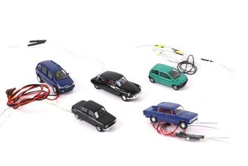 Busch, Herpa H0 - Vijf personenautos met verlichting voor, Nieuw