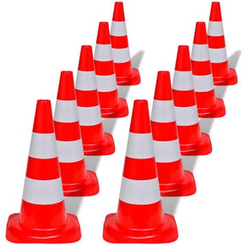 vidaXL Verkeerskegel reflecterend 50 cm rood en wit 10 st, Verzenden, Nieuw
