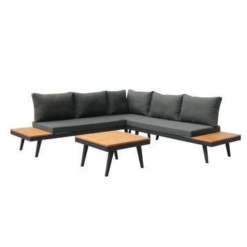Costa Loungeset Zwart Aluminium 4-delig met Kussens, Verzenden, Nieuw, Hout