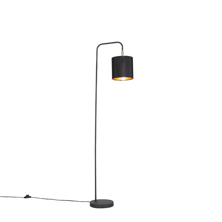 Moderne vloerlamp zwart met kap - Lofty, Huis en Inrichting, Lampen | Vloerlampen, Nieuw, Stof, Verzenden