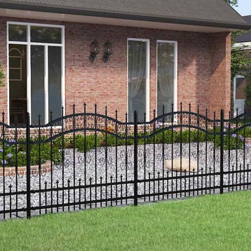 vidaXL Tuinhek KAMPEN met speerpunt zwart 240x100 cm staal, Verzenden, Nieuw, IJzer