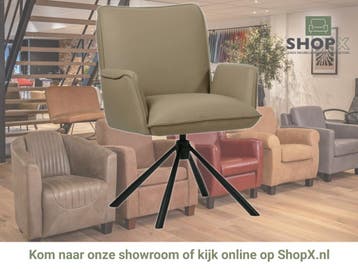 Leren draaibare eetkamerstoel Elite - Hermes Mocca, 60 tot 90 cm, Nieuw, Leer, Ophalen of Verzenden