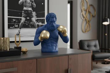 Decoratiefiguur BOXER 50cm blauw goud - 48033, Ophalen of Verzenden, Nieuw