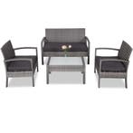 Polyrattan Tuinzitgroep 4-delig. Grijs/Antraciet, Verzenden, Nieuw