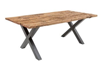 Eettafel BARRACUDA 180 cm met X-poten, naturel, zonder, Huis en Inrichting, Ophalen of Verzenden, Nieuw
