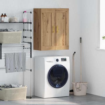vidaXL Wandkast Artisan Eiken 69,5 x 34 x 90 cm Bewerkt hout, Minder dan 50 cm, Verzenden, Nieuw, Minder dan 100 cm