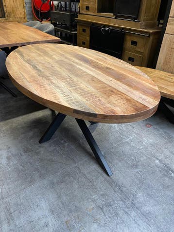 Eettafel ovaal, mangohout (nieuw, A-keuze), Huis en Inrichting, Tafels | Eettafels, Nieuw, Overige houtsoorten