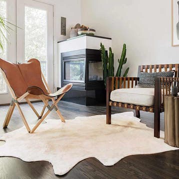 vidaXL Vloerkleed 150x170 cm echte runderhuid beige, Verzenden, Nieuw, Beige