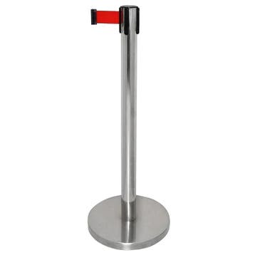 Afzetpaal | RVS (Geborsteld) | Incl. Rood Afzetlint (3m) |, Verzenden, Nieuw in verpakking