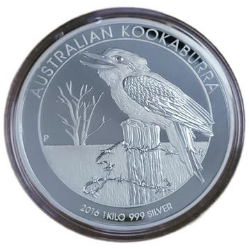 Kookaburra 1 kg 2016 Proof met box en certificaat, Verzenden, Losse munt, Zilver