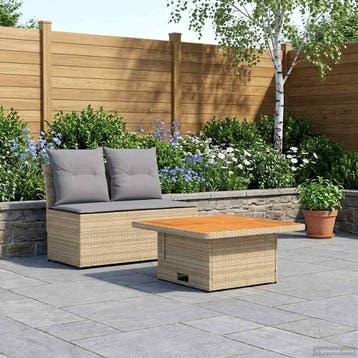 vidaXL 2 Stuk Tuin middelste sofa met uitschuiftafel poly, Verzenden, Nieuw, Rotan, 2 zitplaatsen