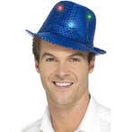 Blauwe pailletten hoedjes met LED lichtjes - Feesthoeden o.., Verzenden, Nieuw