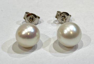 Zonder minimumprijs - Oorbellen - 18 karaat Witgoud - Akoya, Sieraden, Tassen en Uiterlijk, Oorbellen, Nieuw