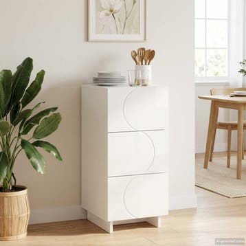 vidaXL Dressoir Hoogglans Wit 33.5 x 34.5 x 75 cm Bewerkt, Huis en Inrichting, Kasten | Dressoirs, Minder dan 50 cm, Verzenden