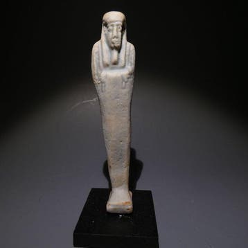 Oud-Egyptisch Faience Shabti. Hoogte 10,5 cm. 30e dynastie,, Verzamelen, Mineralen en Fossielen