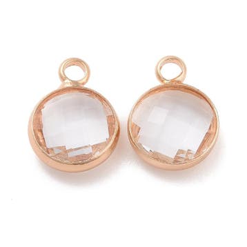 Crystal glas facet hanger rond goudkleur 8,5 x 12 x 3mm o..., Ophalen of Verzenden, Nieuw, Bedel