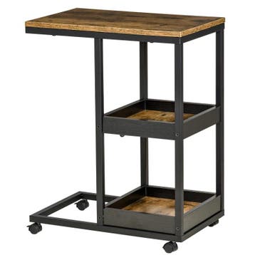 TRUUSK Bijzettafel Met Wielen - Industriële Stijl - Staal en, Verzenden, Nieuw