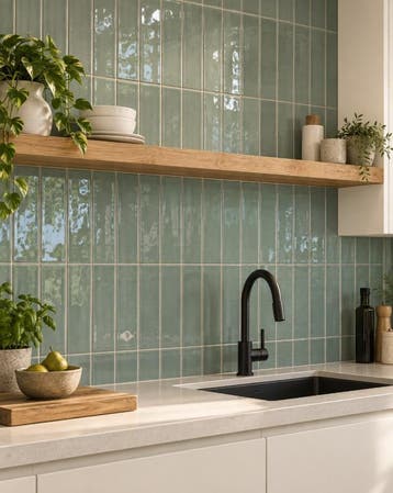 Groene Wandtegels – Handvorm Accent | Stijlvol in Badkamer, Verzenden, Nieuw, 20 tot 40 cm, 20 tot 40 cm