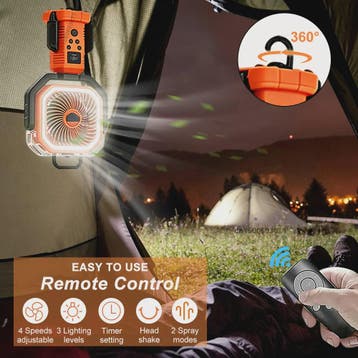 Draagbare Camping Ventilator met Vernevelaar, 20000mAh, Afst, Verzenden, Nieuw
