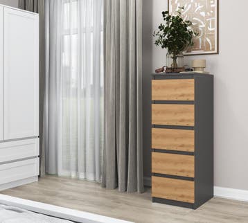 Ladenkastje met 5 lades antraciet eiken W5 Antraciet eiken, Huis en Inrichting, Minder dan 50 cm, 5 laden of meer, Verzenden, 100 tot 150 cm