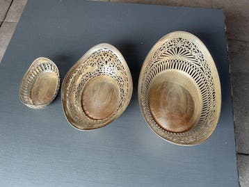 Mand (3) - Zilver - Manden / bonbon schaaltjes, Antiek en Kunst
