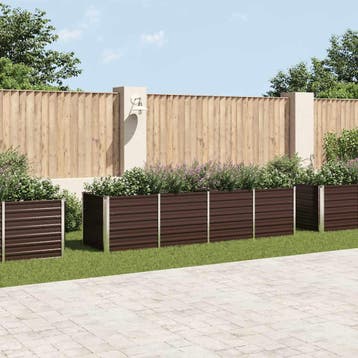 vidaXL Plantenbak verhoogd 320x80x77 cm gegalvaniseerd staal, 100 cm of meer, Verzenden, Nieuw, Metaal