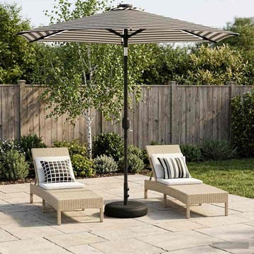 vidaXL Tuinparasol met LED-lampen en voet 230 x 230 cm, Verzenden, Nieuw, 2 tot 3 meter