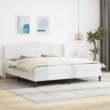 vidaXL Bedframe met hoofdeinde Wit 200 x 200 cm Kunstleer, Overige materialen, Verzenden, Wit, Nieuw
